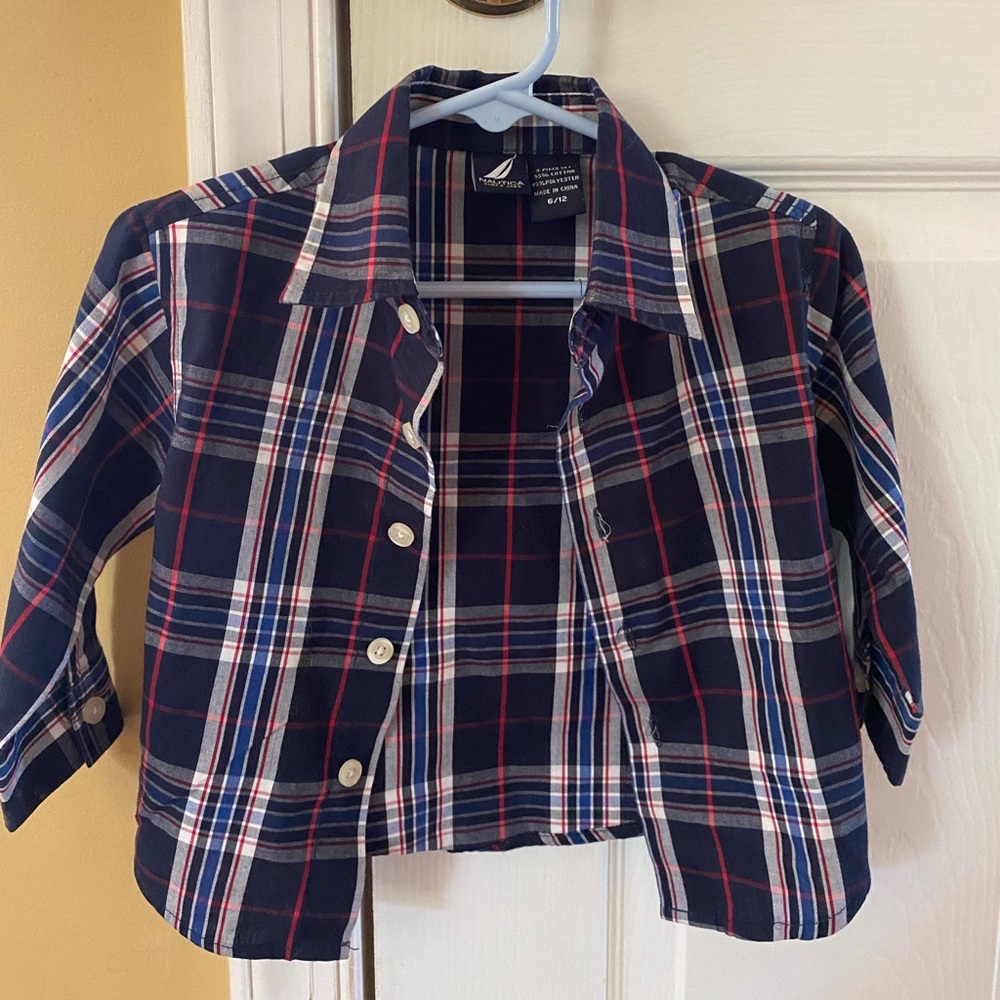 Nautica 6-12 months long sleeve button up shirt